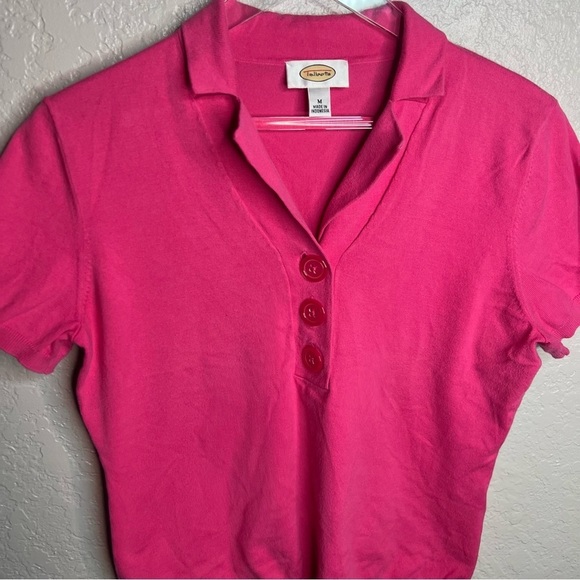 Talbots Pink Button Short Sleeve Top - Picture 3 of 7
